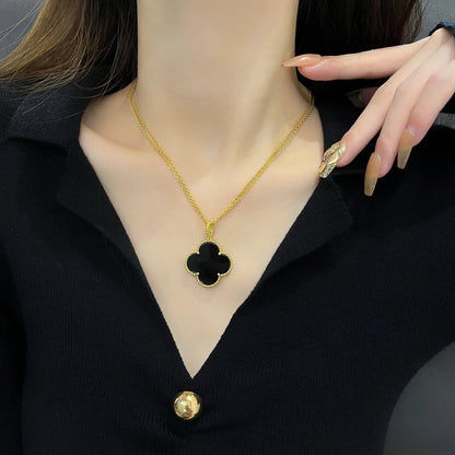 ¡®Moco¡¯CLOVER 25MM NECKLACE GOLD ONYX
