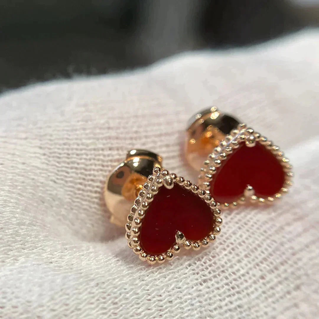 ¡®Moco¡¯HEART CARNELIAN STUD EARRINGS