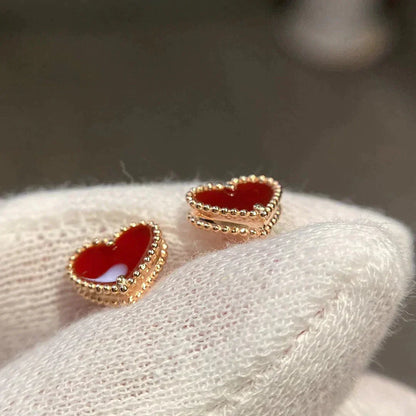 ¡®Moco¡¯HEART CARNELIAN STUD EARRINGS