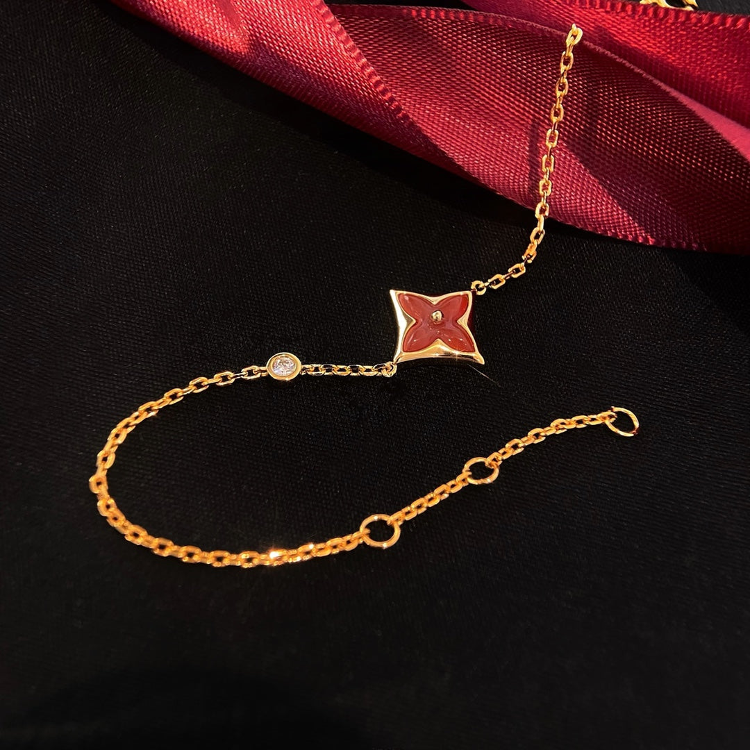 ¡®Moco¡¯COLOR STAR CARNELIAN PINK GOLD DIAMOND BRACELET