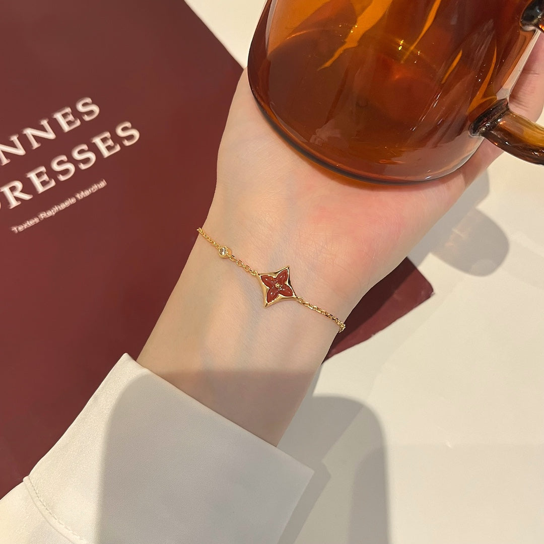 ¡®Moco¡¯COLOR STAR CARNELIAN PINK GOLD DIAMOND BRACELET