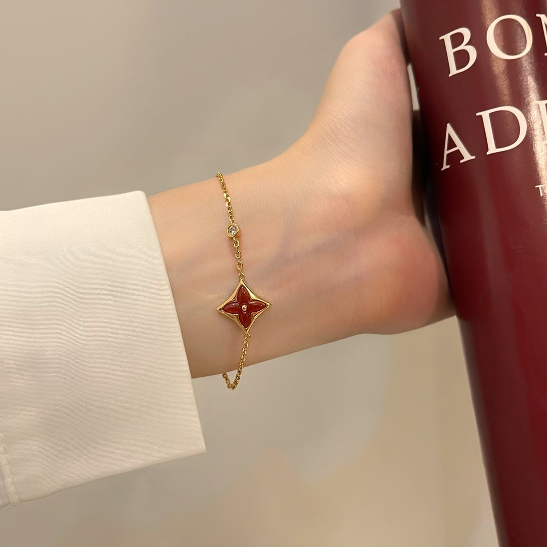¡®Moco¡¯COLOR STAR CARNELIAN PINK GOLD DIAMOND BRACELET
