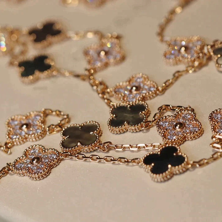 ¡®Moco¡¯CLOVER 20 MOTIFS DARK MOP DIAMOND  NECKLACE