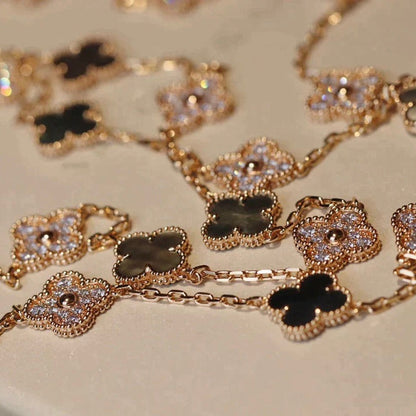 ¡®Moco¡¯CLOVER 20 MOTIFS DARK MOP DIAMOND  NECKLACE