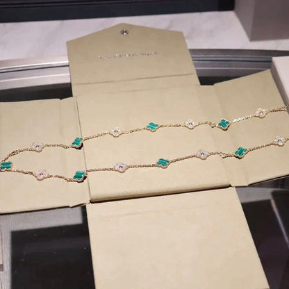¡®Moco¡¯CLOVER 20 MOTIFS MALACHITE DIAMOND NECKLACE