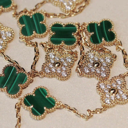 ¡®Moco¡¯CLOVER 20 MOTIFS MALACHITE DIAMOND NECKLACE