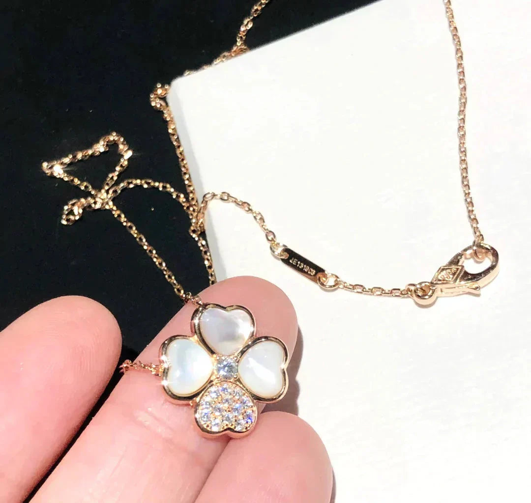 ¡®Moco¡¯CLOVER MOP DIAMOND ROSE GOLD NECKLACE