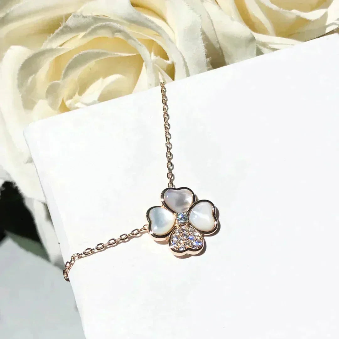 ¡®Moco¡¯CLOVER MOP DIAMOND ROSE GOLD NECKLACE