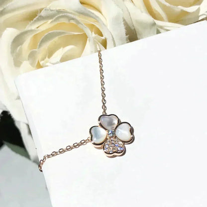 ¡®Moco¡¯CLOVER MOP DIAMOND ROSE GOLD NECKLACE
