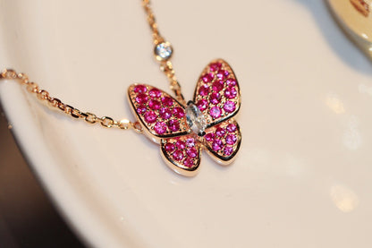 ¡®Moco¡¯BUTTERFLY RED DIAMOND ROSE GOLD NECKLACE