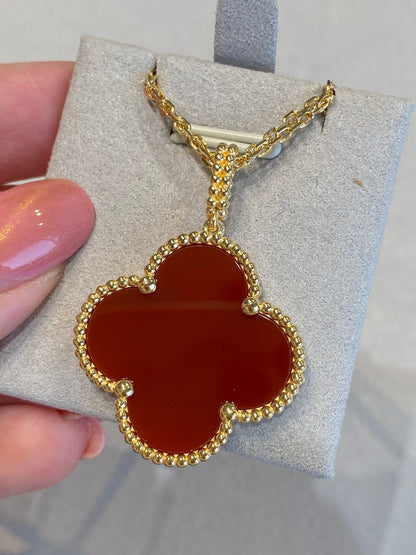 ¡®Moco¡¯CLOVER 25MM NECKLACE GOLD CARNELIAN