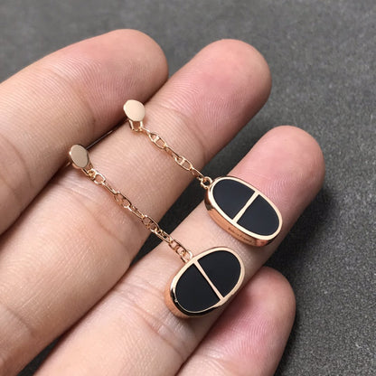 ¡®Moco¡¯CHAINE VERSO BLACK CERAMIC SILVER EARRINGS