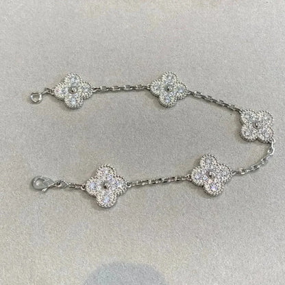[Moco] New  CLOVER 5 MOTIF FULL DIAMOND BRACELET COLLECTION