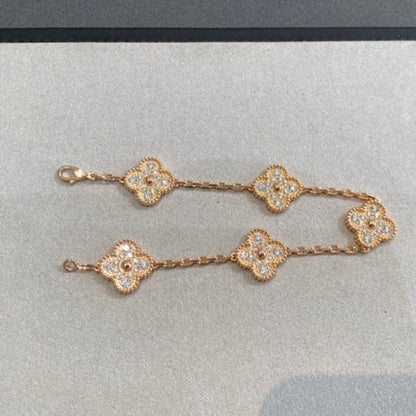[Moco] New  CLOVER 5 MOTIF FULL DIAMOND BRACELET COLLECTION