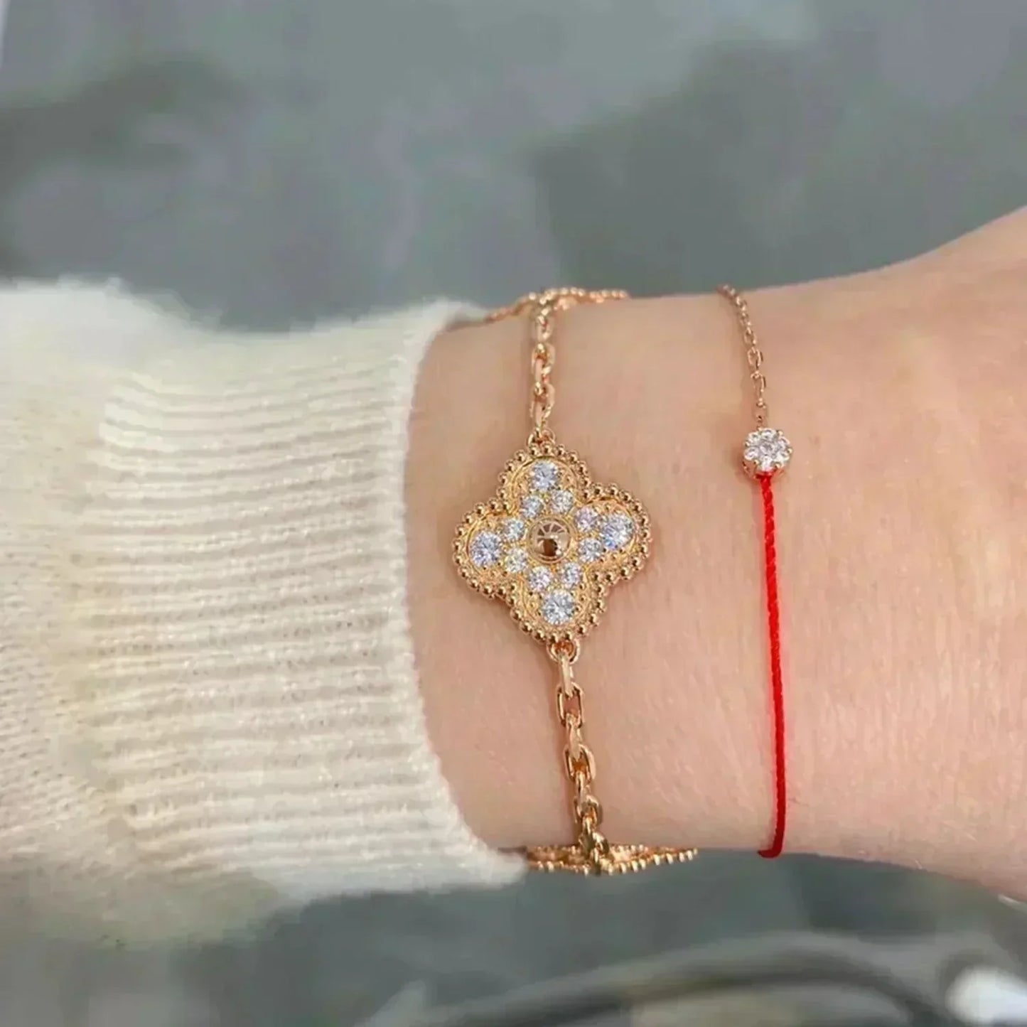 [Moco] New  CLOVER 5 MOTIF FULL DIAMOND BRACELET COLLECTION