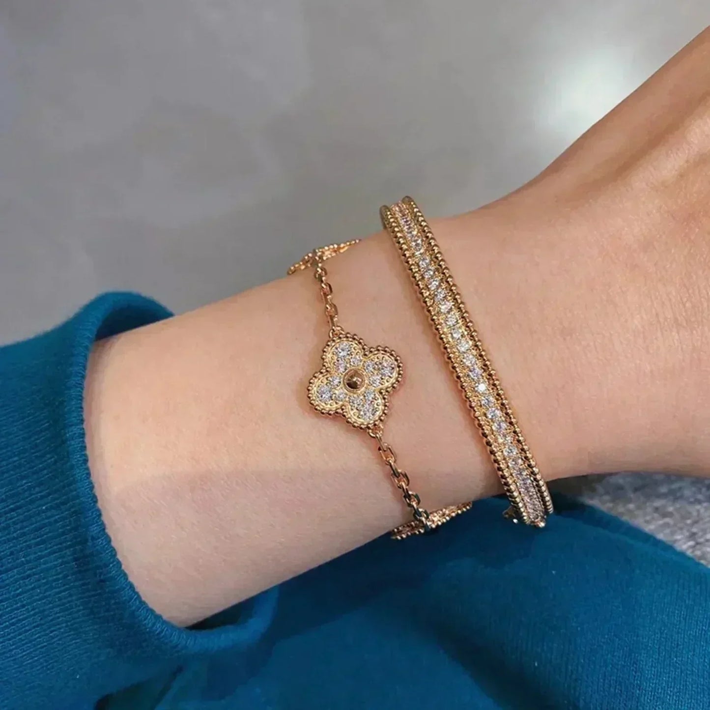 [Moco] New  CLOVER 5 MOTIF FULL DIAMOND BRACELET COLLECTION