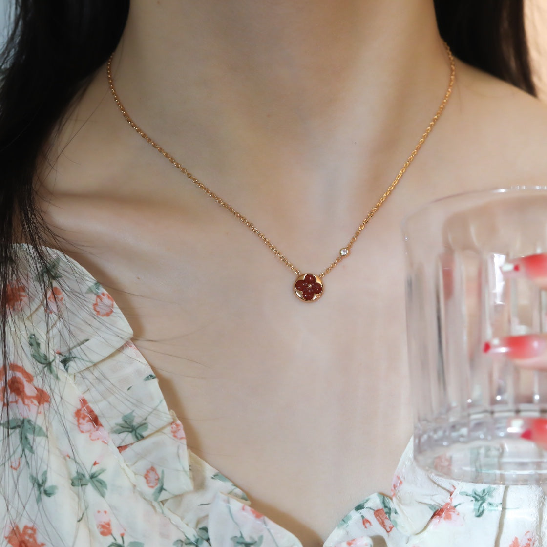 ¡®Moco¡¯SUN PEDANT PINK GOLD 1 DIAMOND NECKLACE