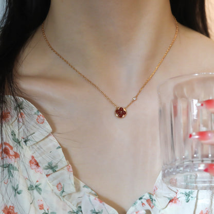¡®Moco¡¯SUN PEDANT PINK GOLD 1 DIAMOND NECKLACE