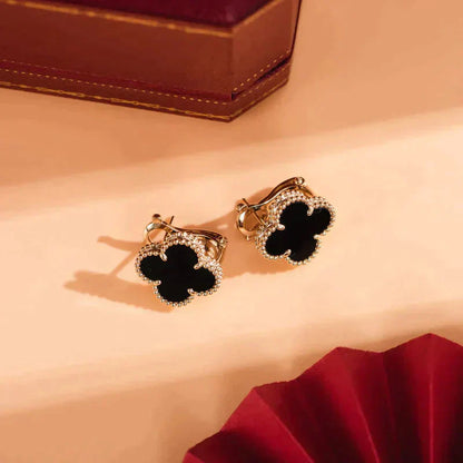 ¡®Moco¡¯CLOVER MEDIUM 1 MOTIFS  ONYX STUD EARRINGS