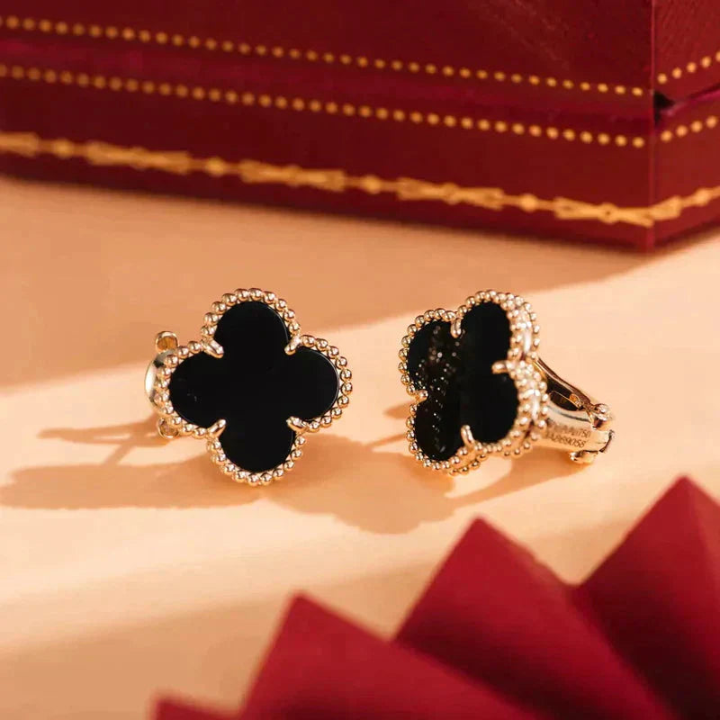 ¡®Moco¡¯CLOVER MEDIUM 1 MOTIFS  ONYX STUD EARRINGS
