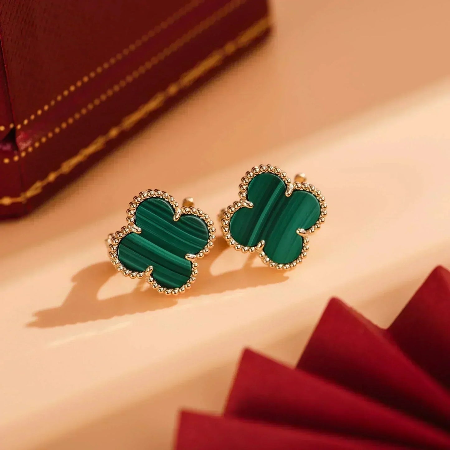 ¡®Moco¡¯CLOVER MEDIUM 1 MOTIFS MALACHITE  EARRINGS