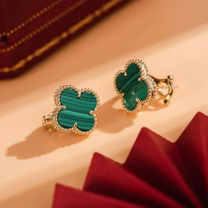 ¡®Moco¡¯CLOVER MEDIUM 1 MOTIFS MALACHITE  EARRINGS