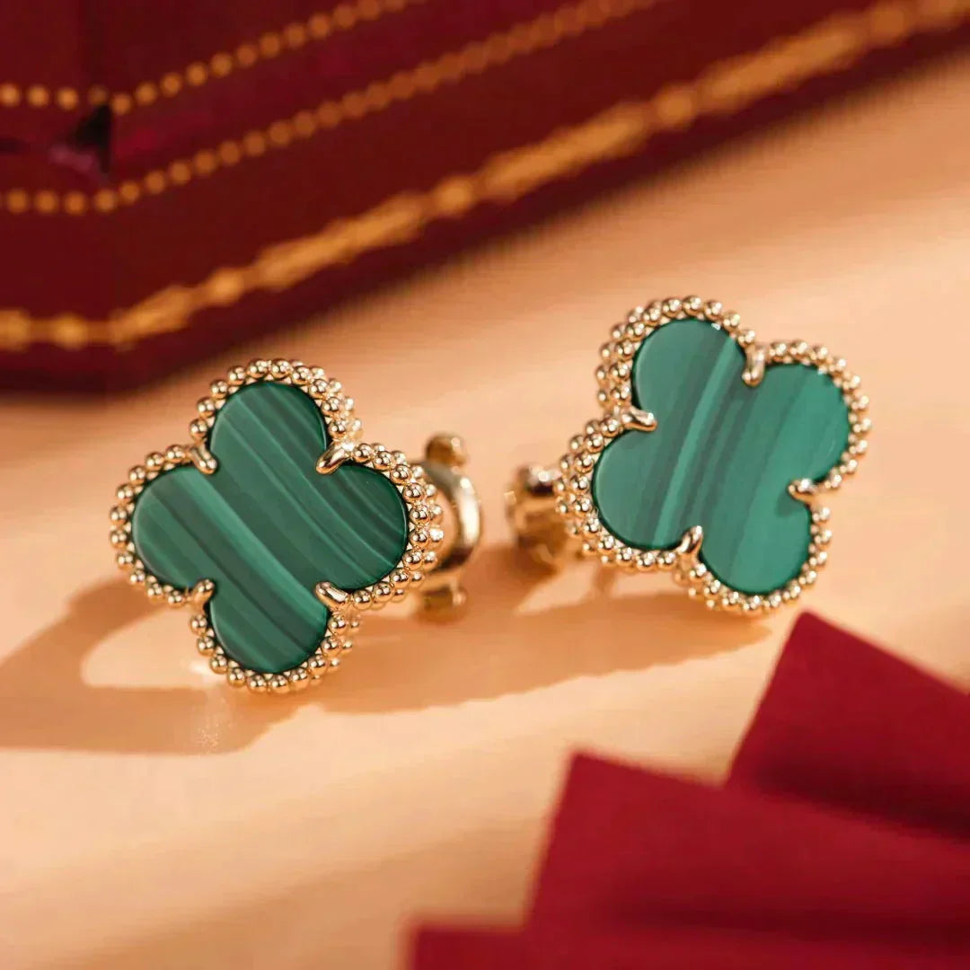 ¡®Moco¡¯CLOVER MEDIUM 1 MOTIFS MALACHITE  EARRINGS
