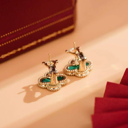 ¡®Moco¡¯CLOVER MEDIUM 1 MOTIFS MALACHITE  EARRINGS