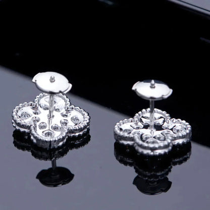 ¡®Moco¡¯CLOVER 1 MOTIFS DIAMOND STUD EARRINGS SILVER