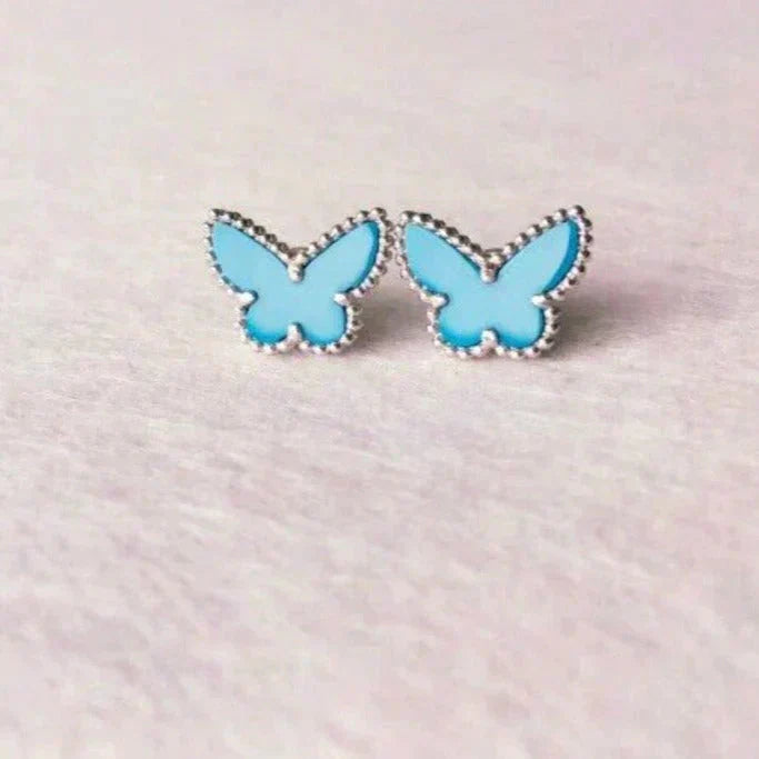 ¡®Moco¡¯BUTTERFLY TURQUOISE EARRINGS SILVER