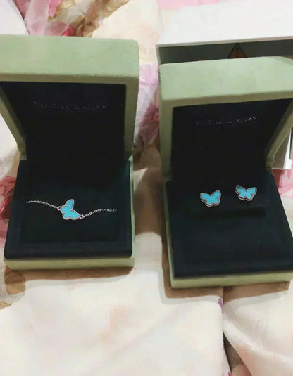 ¡®Moco¡¯BUTTERFLY TURQUOISE EARRINGS SILVER