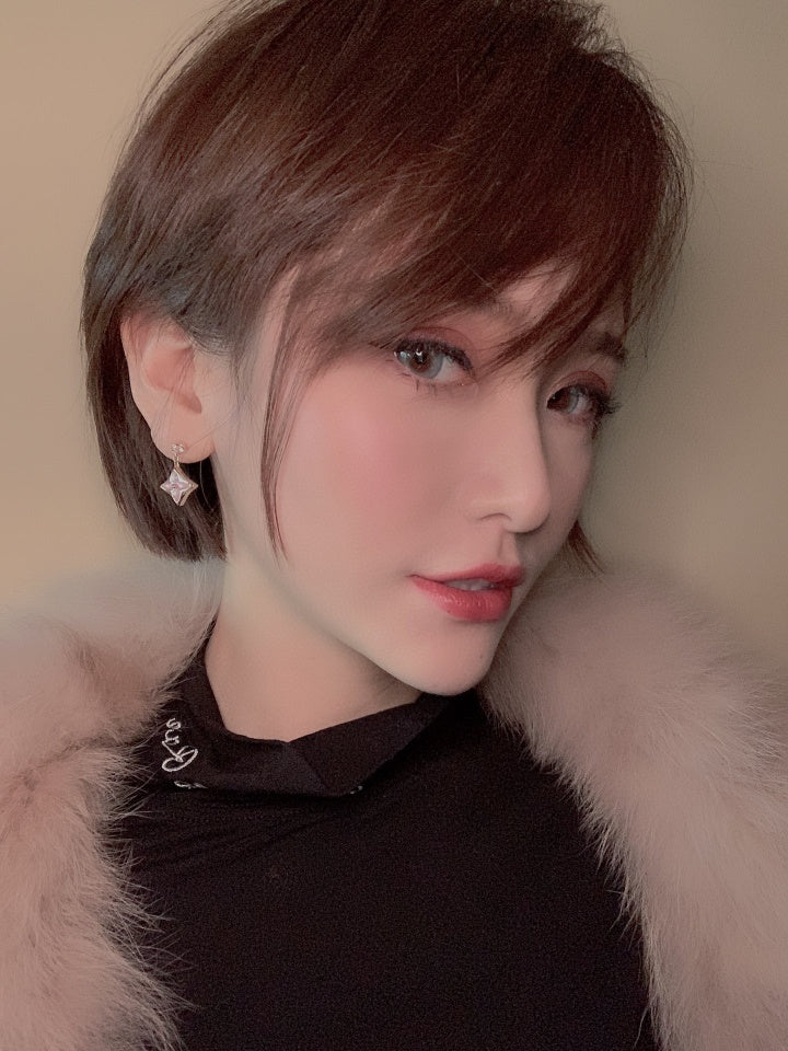 ¡®Moco¡¯DOUBLE STAR PINK GOLD MOP DROP EARRINGS