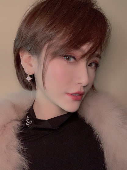 ¡®Moco¡¯DOUBLE STAR PINK GOLD MOP DROP EARRINGS