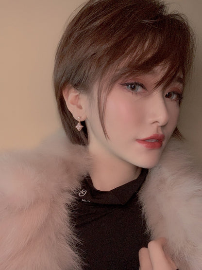 ¡®Moco¡¯DOUBLE STAR PINK GOLD MOP DROP EARRINGS