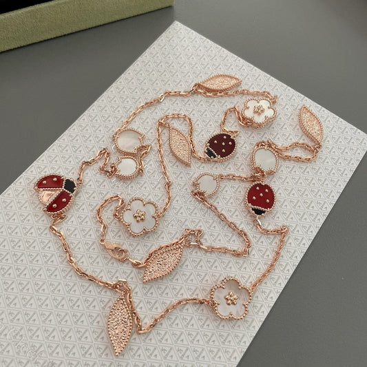 ¡®Moco¡¯LUCKY SPRING 15 MOTIFS ROSE GOLD NECKLACE