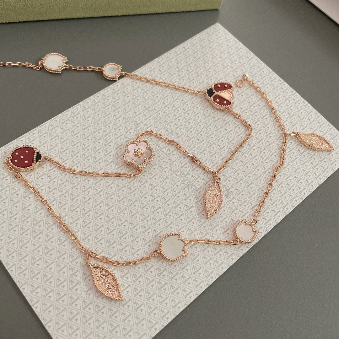 ¡®Moco¡¯LUCKY SPRING 15 MOTIFS ROSE GOLD NECKLACE
