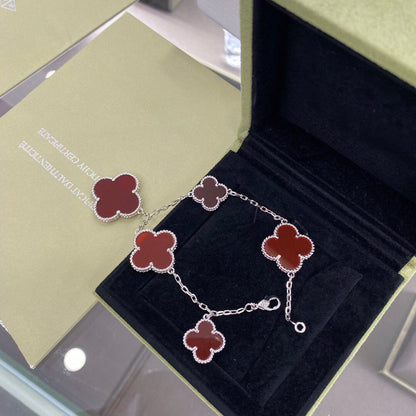 ¡®Moco¡¯CLOVER 5 MOTIFS SIVLER CARNELIAN BRACELET