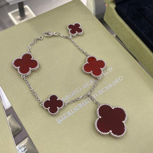 ¡®Moco¡¯CLOVER 5 MOTIFS SIVLER CARNELIAN BRACELET