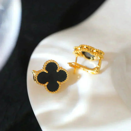 ¡®Moco¡¯CLOVER MEDIUM 1 MOTIFS  ONYX STUD EARRINGS