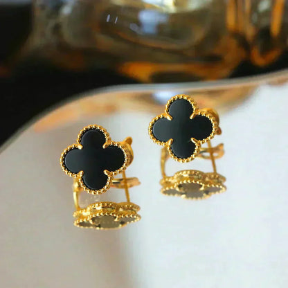 ¡®Moco¡¯CLOVER MEDIUM 1 MOTIFS  ONYX STUD EARRINGS