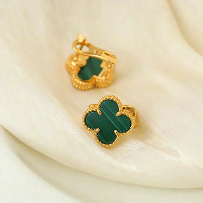 ¡®Moco¡¯CLOVER MEDIUM 1 MOTIFS MALACHITE  EARRINGS