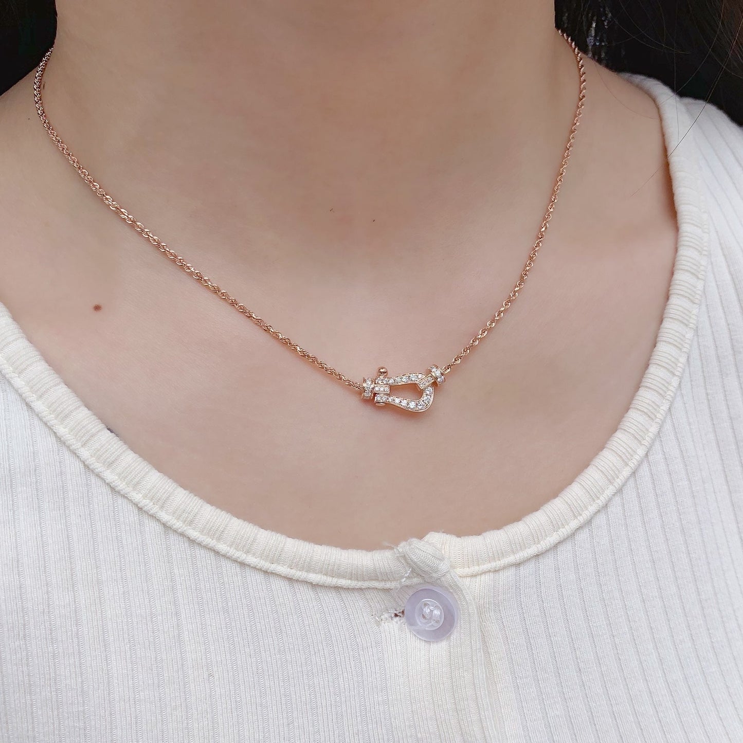 ¡®Moco¡¯FORCE 10 PINK GOLD DIAMOND NECKLACE