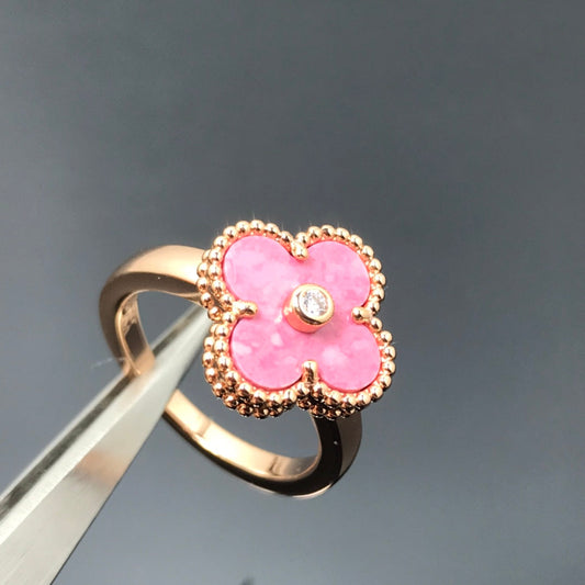 ¡®Moco¡¯CLOVER RHODONITE ROSE GOLD RING
