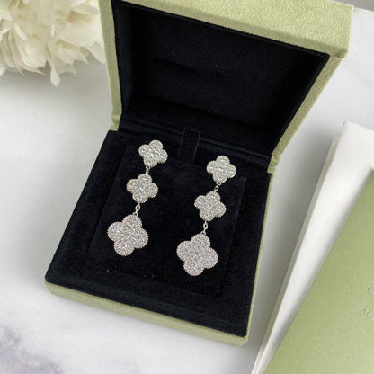 ¡®Moco¡¯CLOVER 3 MOTIF DIAMOND SILVER DROP EARRINGS