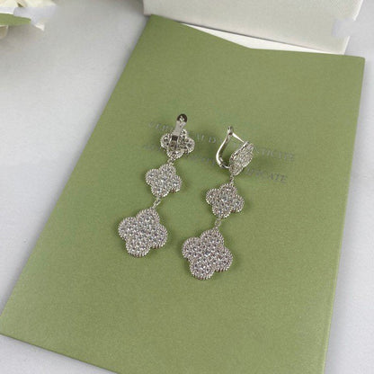¡®Moco¡¯CLOVER 3 MOTIF DIAMOND SILVER DROP EARRINGS