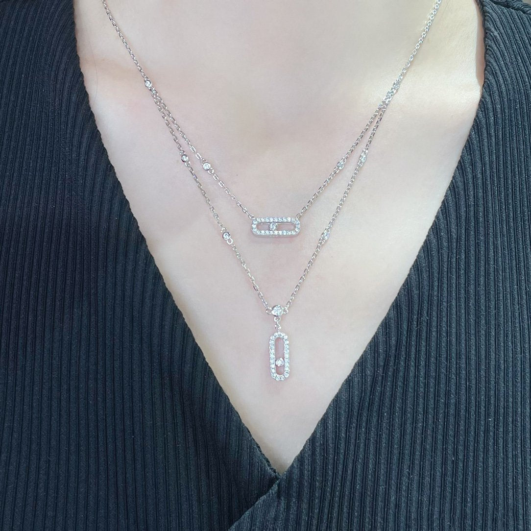 [ Moco ]MOVE 2 ROW DIAMOND NECKLACE