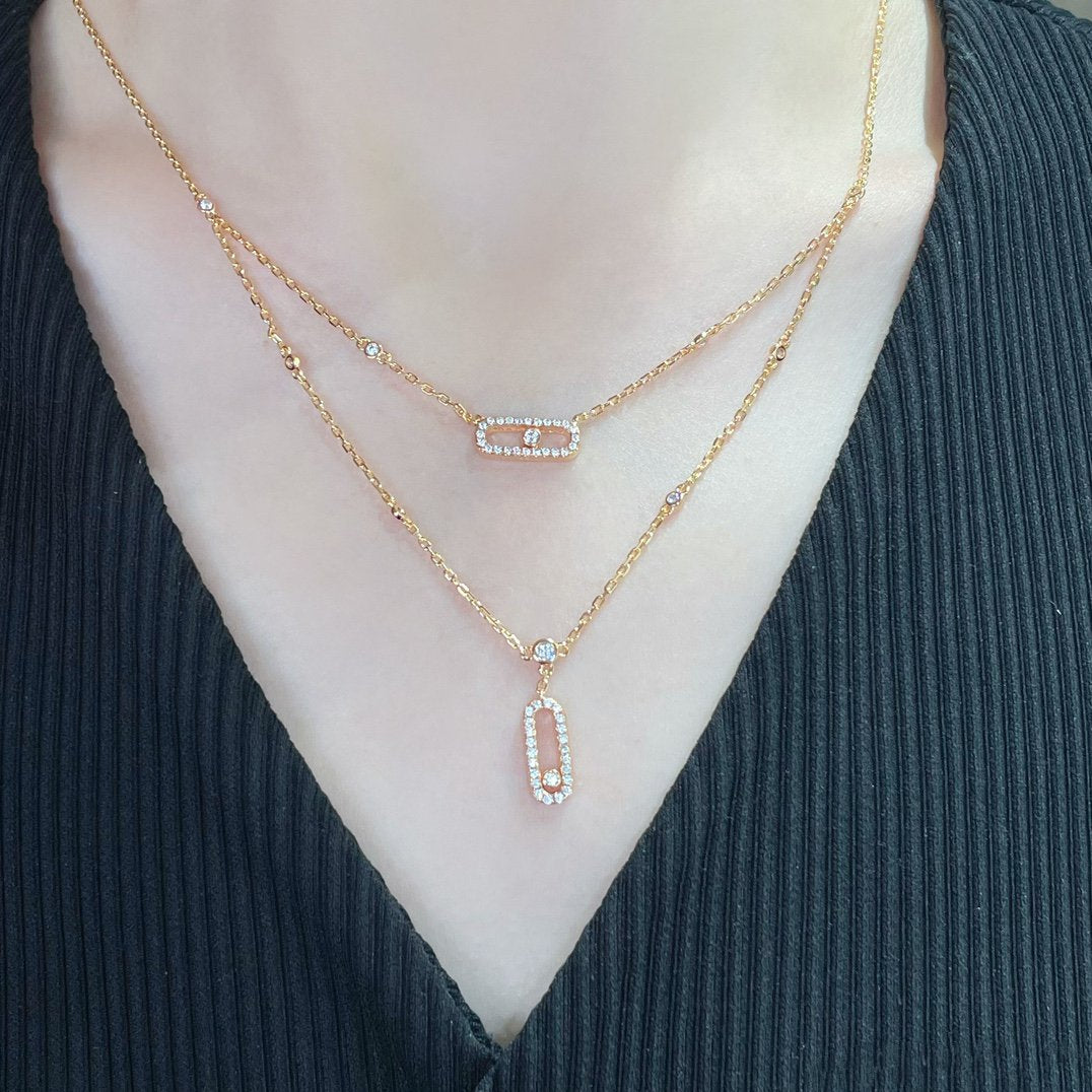 [ Moco ]MOVE 2 ROW DIAMOND NECKLACE