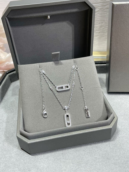 [ Moco ]MOVE 2 ROW DIAMOND NECKLACE