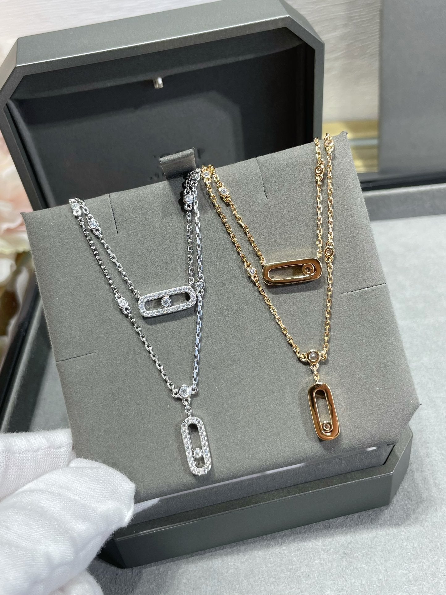 [ Moco ]MOVE 2 ROW DIAMOND NECKLACE