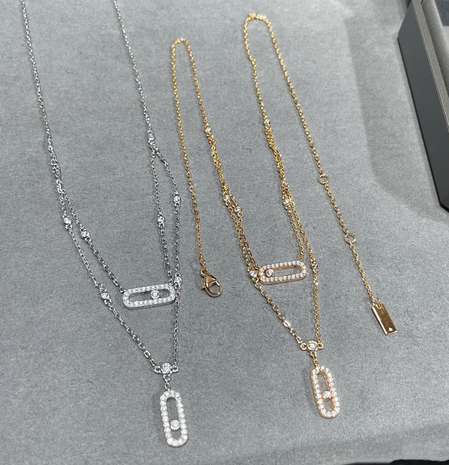 [ Moco ]MOVE 2 ROW DIAMOND NECKLACE